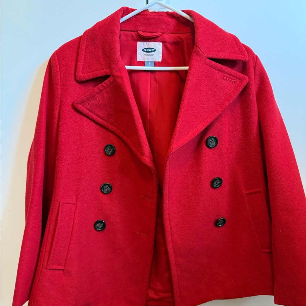 Old Navy Women's Bold Red Pea Coat
